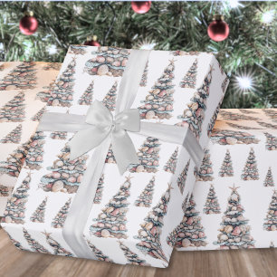 Kerstboompatroon van Strandschelpen Cadeaupapier