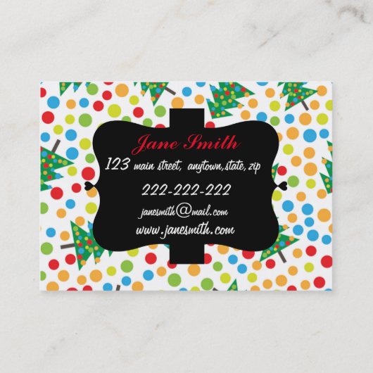 kerstboompatroon visitekaartje (Achterkant)