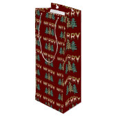 kerstboompatroon wijn cadeautas (Achterkant Gekanteld)