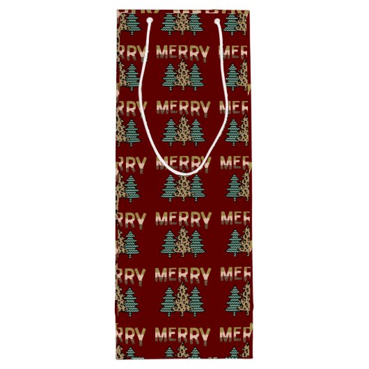 kerstboompatroon wijn cadeautas (Achterkant)