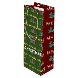 kerstboompatroon wijn cadeautas