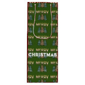 kerstboompatroon wijn cadeautas (Voorkant)
