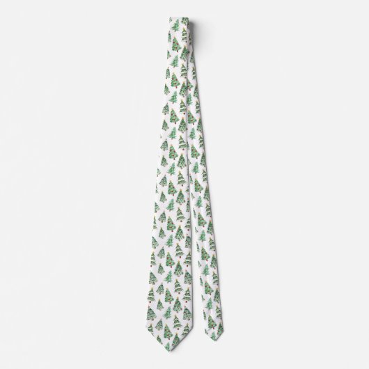 Kerstboompatroon witte winter stropdas (Voorkant)