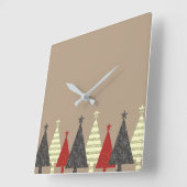 Kerstboompatroon zwart en rood vierkante klok (Hoek)