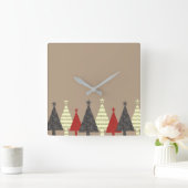 Kerstboompatroon zwart en rood vierkante klok (Huis)