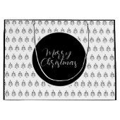 Kerstboompatroon zwart en wit groot cadeauzakje (Voorkant)