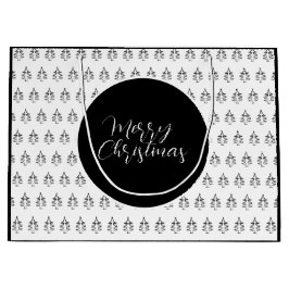 Kerstboompatroon zwart en wit groot cadeauzakje