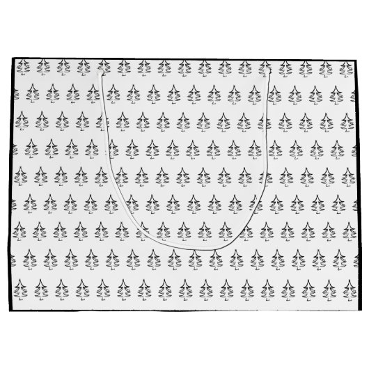 Kerstboompatroon zwart en wit groot cadeauzakje (Achterkant)