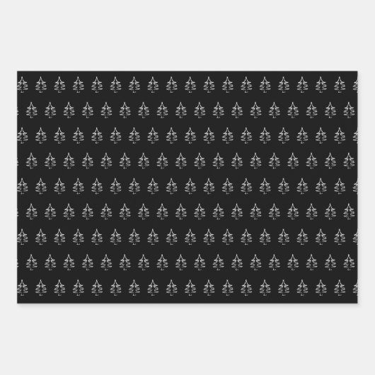 Kerstboompatroon zwart en wit zwart groen inpakpapier vel (Voorkant 2)