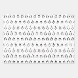 Kerstboompatroon zwart en wit zwart groen inpakpapier vel