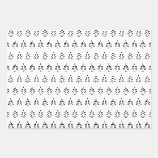 Kerstboompatroon zwart en wit zwart groen inpakpapier vel (Voorkant)