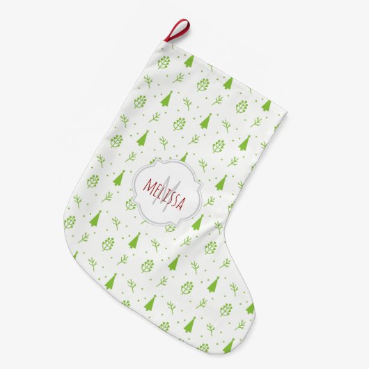 kerstboompatroonmonogram kerststaart grote kerstsok (Voorkant (Hangend))