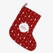 kerstboompatroonmonogram kerststaart grote kerstsok (Voorkant (Hangend))