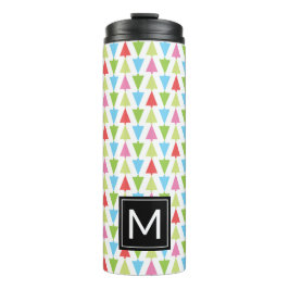Kerstboompatroonmonogram Thermal Tumbler Thermosbeker