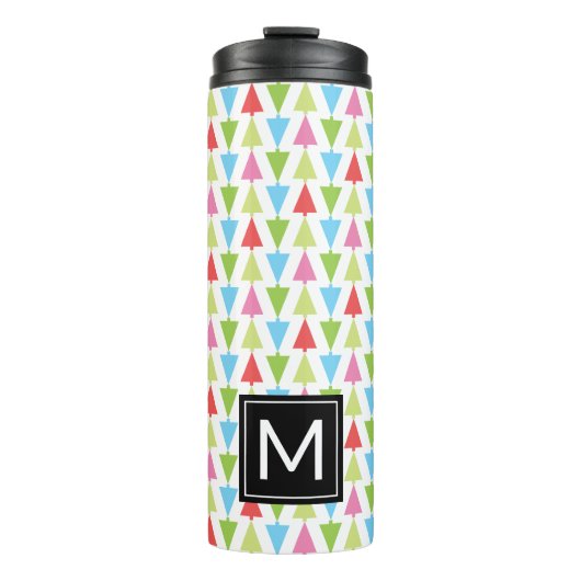 Kerstboompatroonmonogram Thermal Tumbler Thermosbeker (Voorkant)