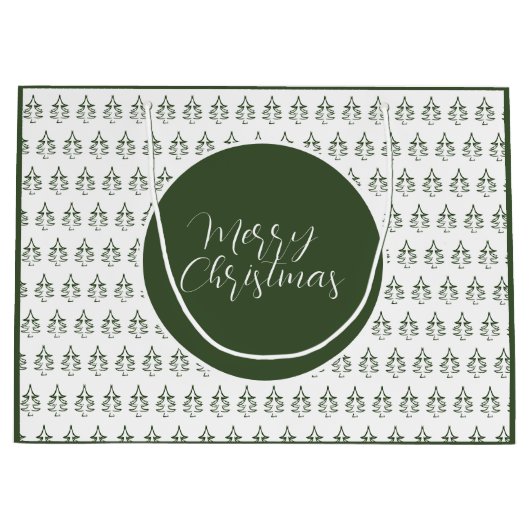 kerstboompatroonpine groen groot cadeauzakje (Voorkant)