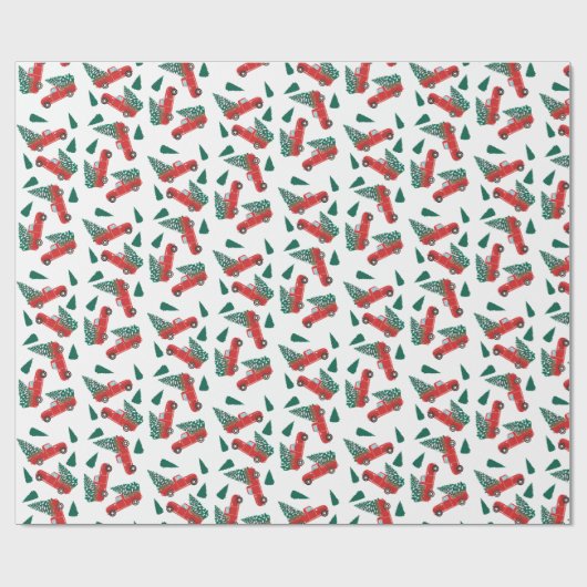 kerstboompatroonrood cadeaupapier (Vlak)