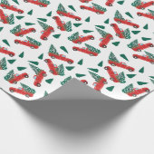  kerstboompatroonrood cadeaupapier (Hoek)