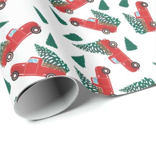  kerstboompatroonrood cadeaupapier (Rol Hoek)