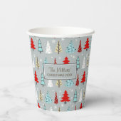 Kerstboompatroonrood en blauw ID175 Papieren Bekers (Achterkant)