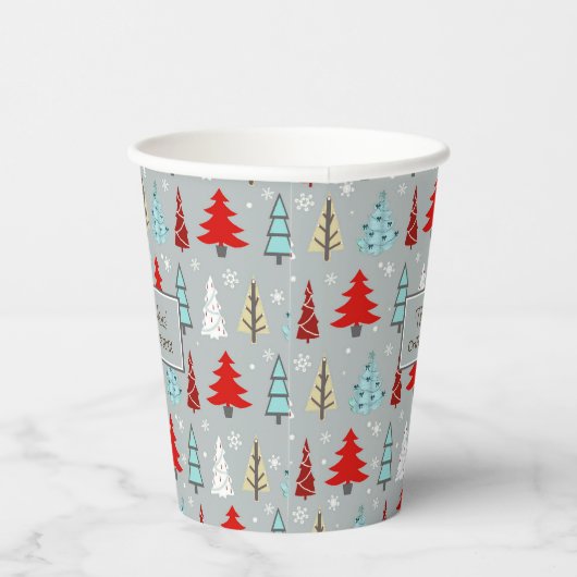 Kerstboompatroonrood en blauw ID175 Papieren Bekers (Rechts)