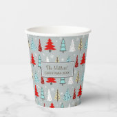 Kerstboompatroonrood en blauw ID175 Papieren Bekers (Voorkant)