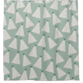 Kerstboompatroonstaal Groen Douchegordijn (Voorkant)