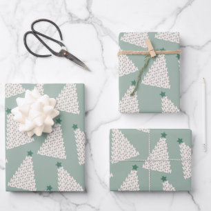 Kerstboompatroonstaal Groen Inpakpapier Vel