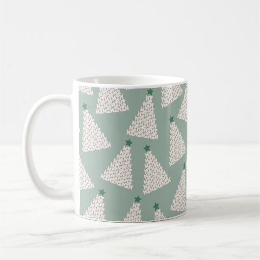 Kerstboompatroonstaal Groen Koffiemok (Links)