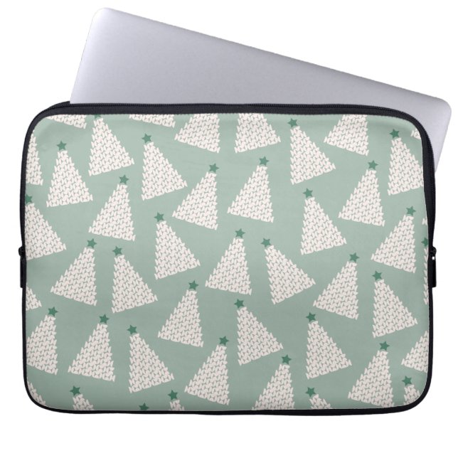 Kerstboompatroonstaal Groen Laptop Sleeve (Voorkant)