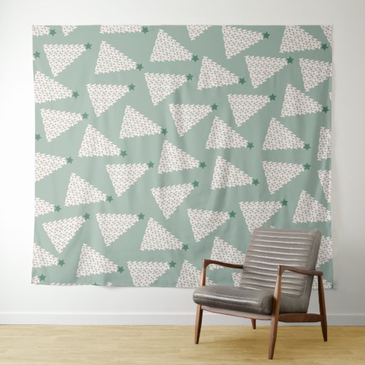 Kerstboompatroonstaal Groen Wandkleed (In Situ (horizontaal))