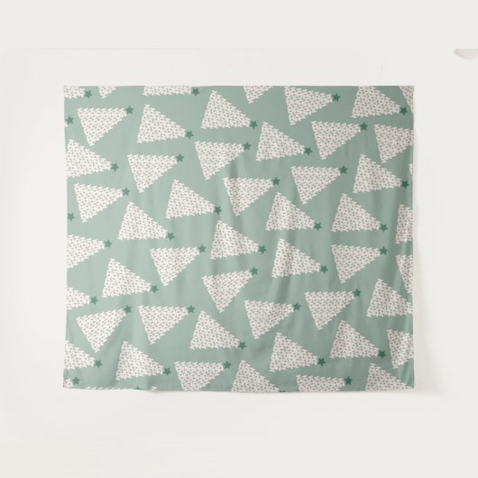 Kerstboompatroonstaal Groen Wandkleed (Voorkant (horizontaal))