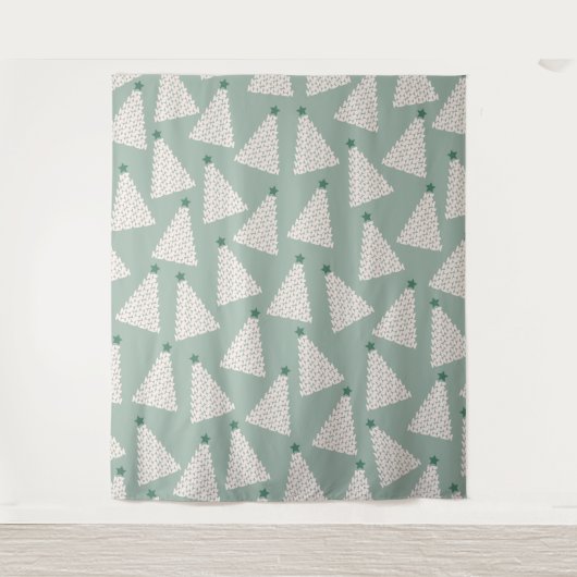 Kerstboompatroonstaal Groen Wandkleed (Voorkant)