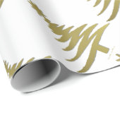 Kerstboompenseel Gold op wit Cadeaupapier (Rol Hoek)