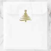 Kerstboompenseel Gold op wit Vierkante Sticker (Tas)