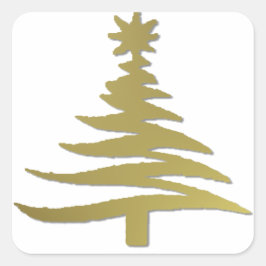 Kerstboompenseel Gold op wit Vierkante Sticker