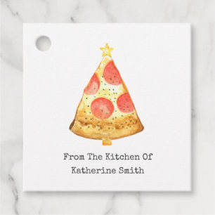 kerstboompepperoni pizza uit de keuken van bedankjes labels