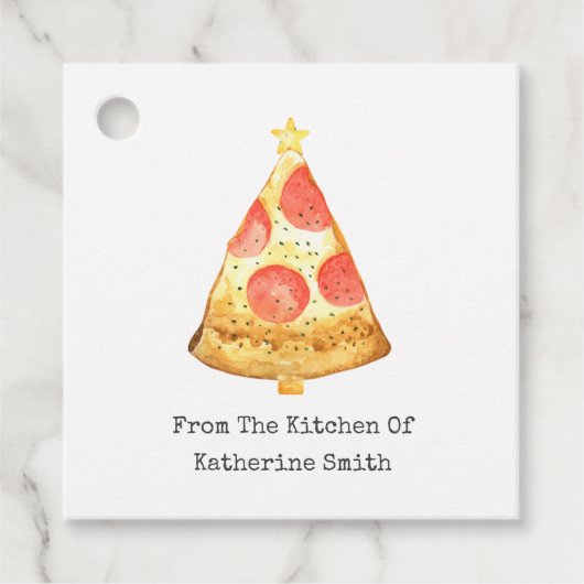 kerstboompepperoni pizza uit de keuken van bedankjes labels (Voorkant)