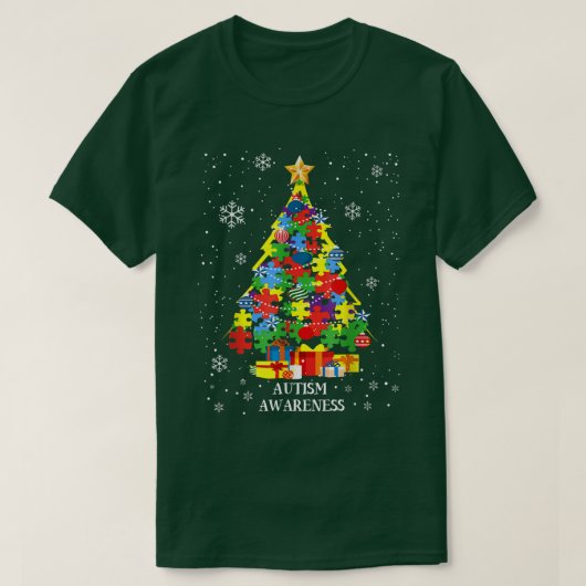 Kerstboomperioden voor autisme - Bewustmakingskuns T-shirt (Design voorkant)