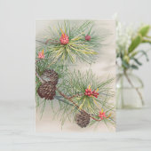 kerstboompijnen en bloemverf feestdagenkaart (Staand voorkant)