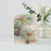 kerstboompijnen en een ventilatorfeestdag feestdagenkaart (Staand voorkant)