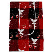 kerstboompil en sneeuwvlokken op beton medium cadeauzakje (Achterkant)