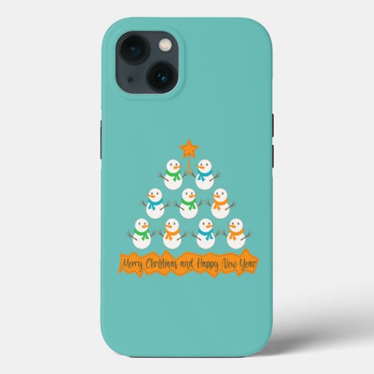 Kerstboompiramide gemaakt van kerst-sneeuwmannen Case-Mate iPhone case (Achterkant)