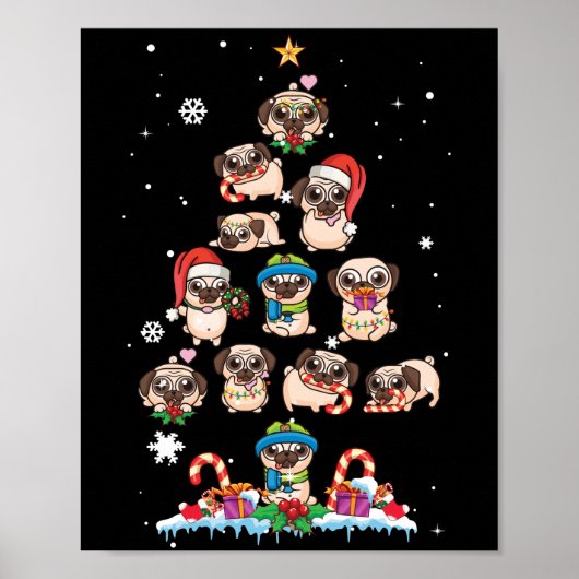 kerstboompjes met kerstboom voor kerstmis poster (Voorkant)