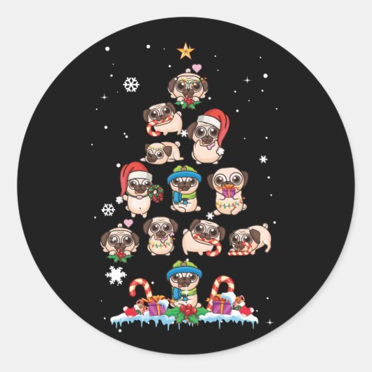 kerstboompjes met kerstboom voor kerstmis ronde sticker (Voorkant)