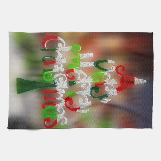 kerstboompluis theedoek (Horizontaal)