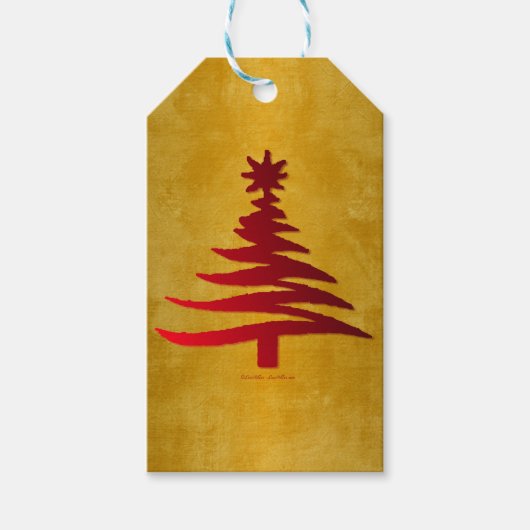 kerstboompotlood Rood op goud Cadeaulabel (Voorkant)