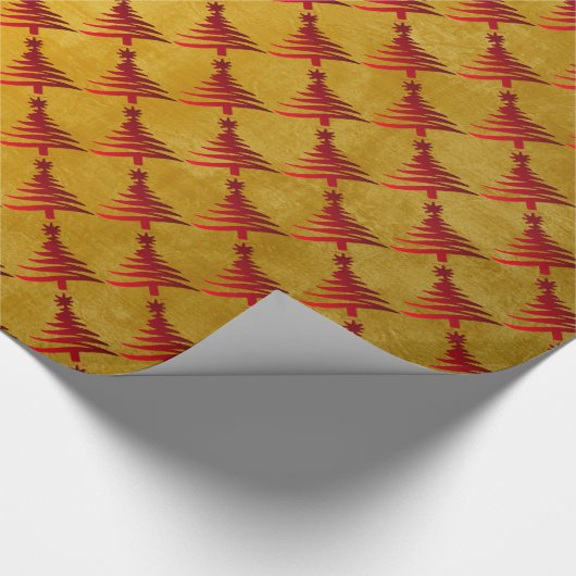 kerstboompotlood Rood op goud Cadeaupapier (Hoek)