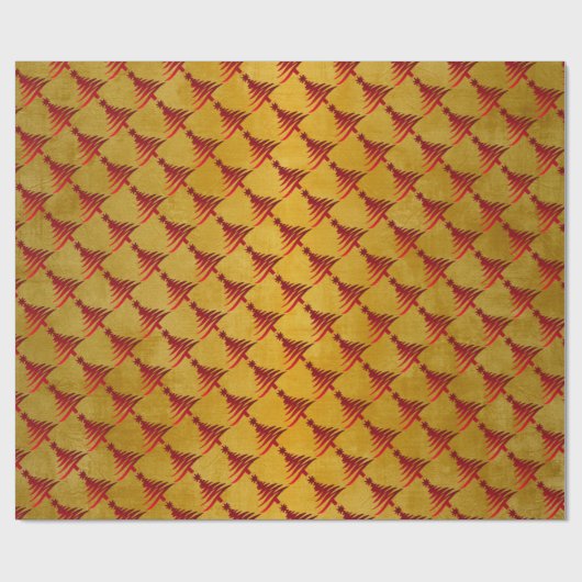 kerstboompotlood Rood op goud Cadeaupapier (Vlak)