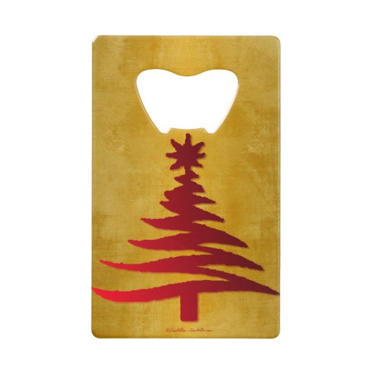 kerstboompotlood Rood op goud Creditkaart Flessenopener (Voorkant)